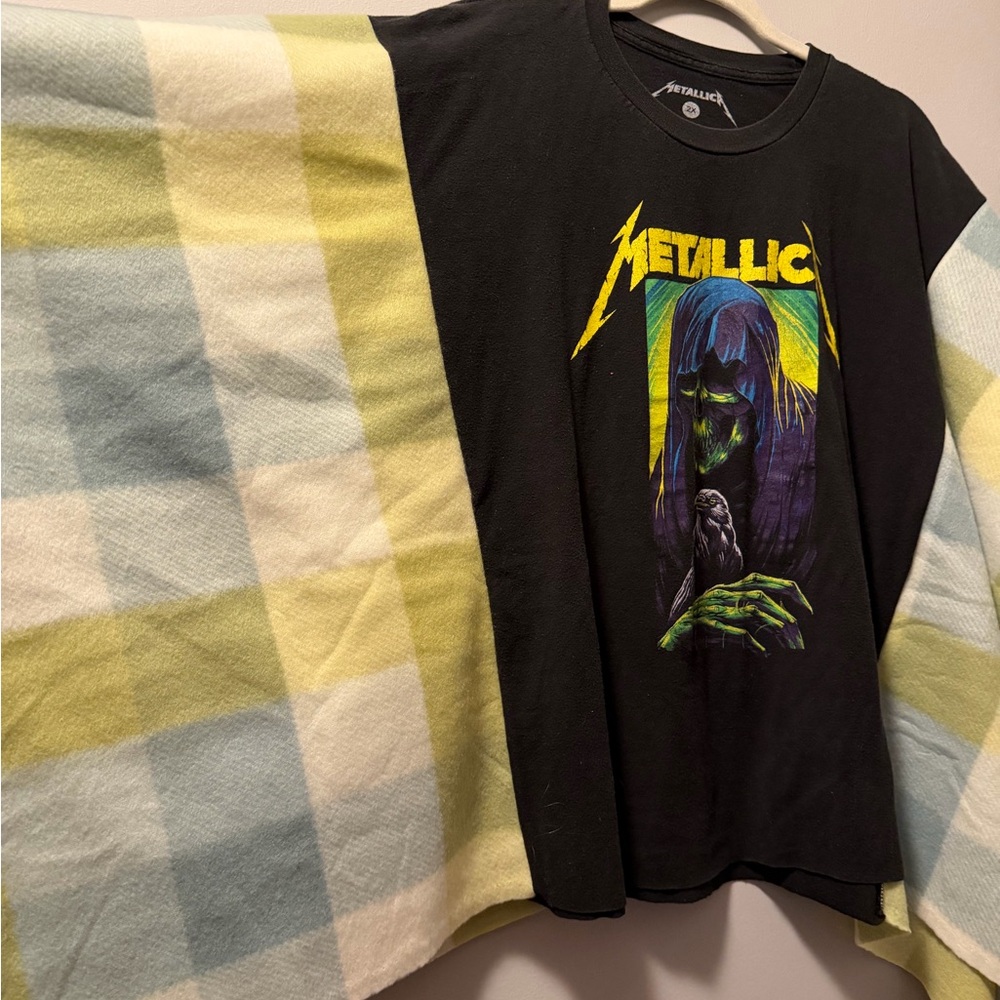 Metallica Poncho Fleece Green raven skull sewn sides - Picture 4 of 7